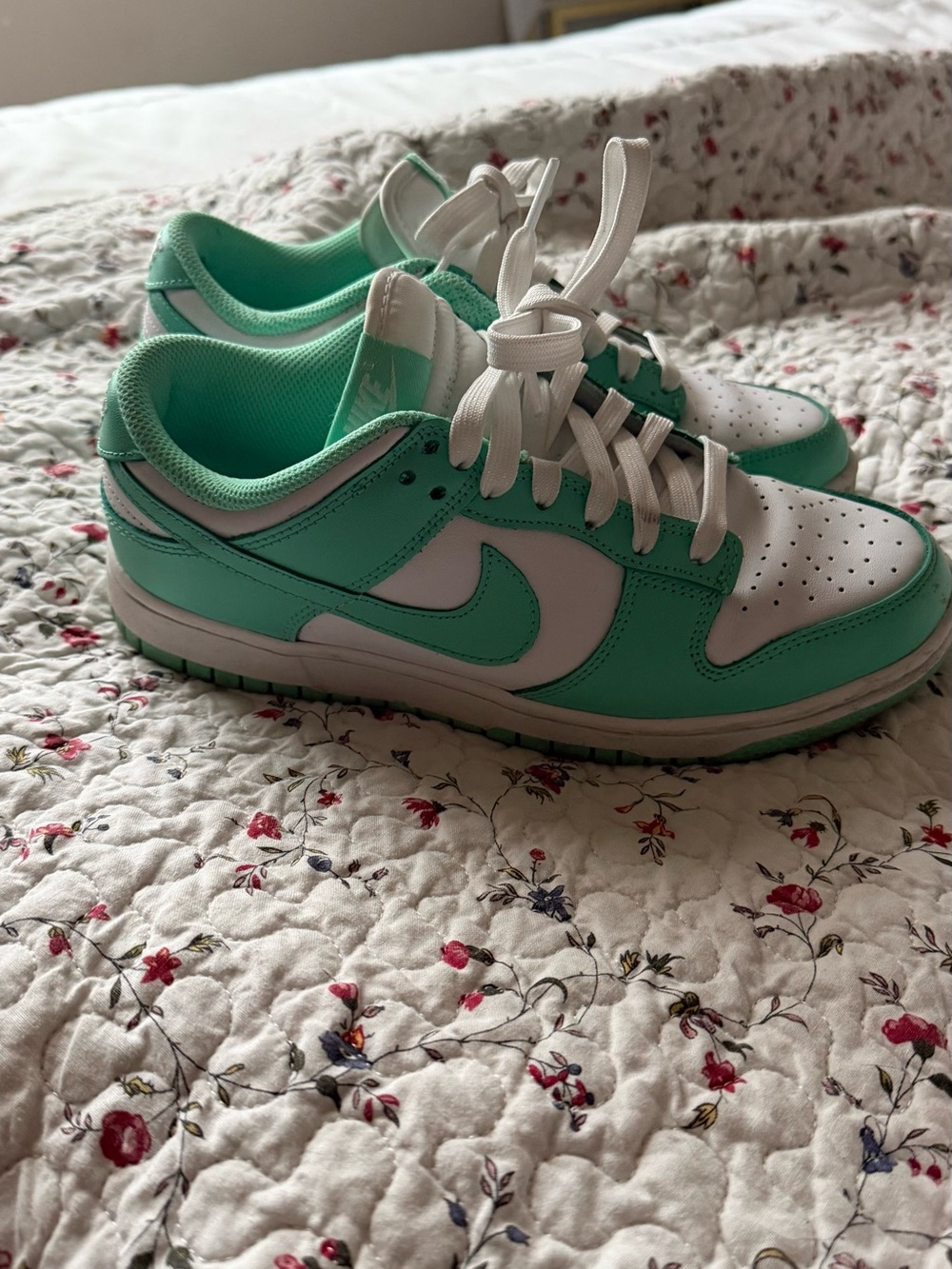 Nike Women's Mint Green and White Low-Top Sneakers - Casual Street Style